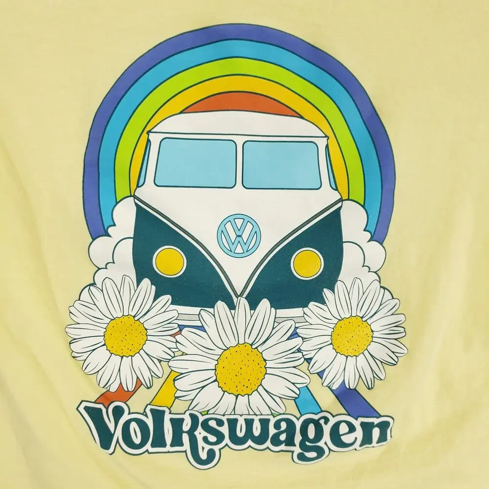 Volkswagen T Shirt Girls Large Yellow Daisy Volkswagen Bus Rainbow Official‎ Tee